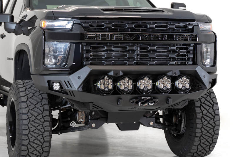 Chevrolet Silverado 2500 Bumper - Front - Addictive Desert Designs - Bomber HD - Hammer Black with Satin Black panels - `20-`27